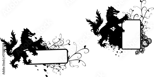Heraldic black Wolf tattoo copyspace set in vector format very easy to edit