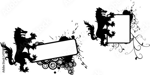Heraldic black Wolf tattoo copyspace set in vector format very easy to edit