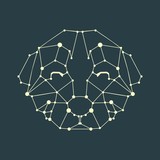 Symmetrical vector illustration of dog. Made in low poly triangular style.