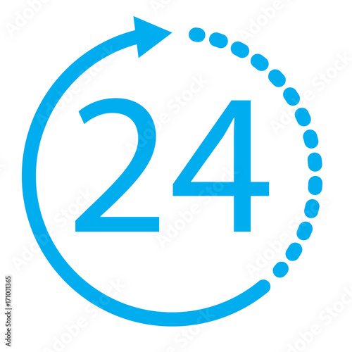 24 hours icon on white background. 24 hours sign. flat style design.