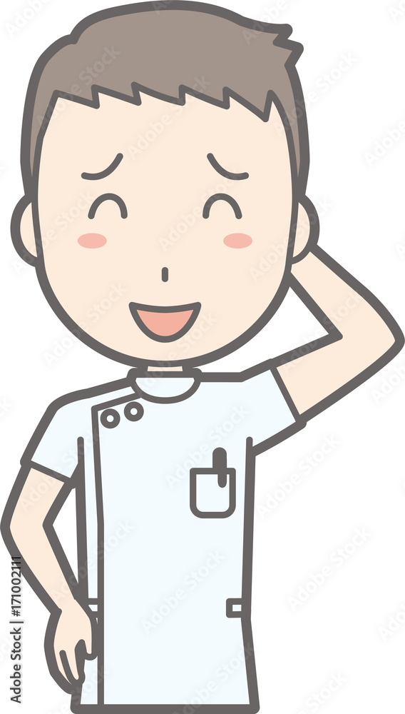 Illustration of a male nurse wearing a white coat with a smile Illustration of a male nurse wearing a white coat with a smile