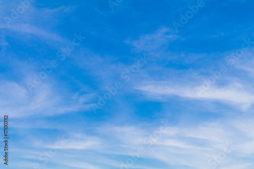 Clear blue sky background with white clouds.