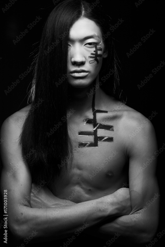 asian man with long hair asian man with long hair