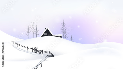 Small cottage located on scenic winter