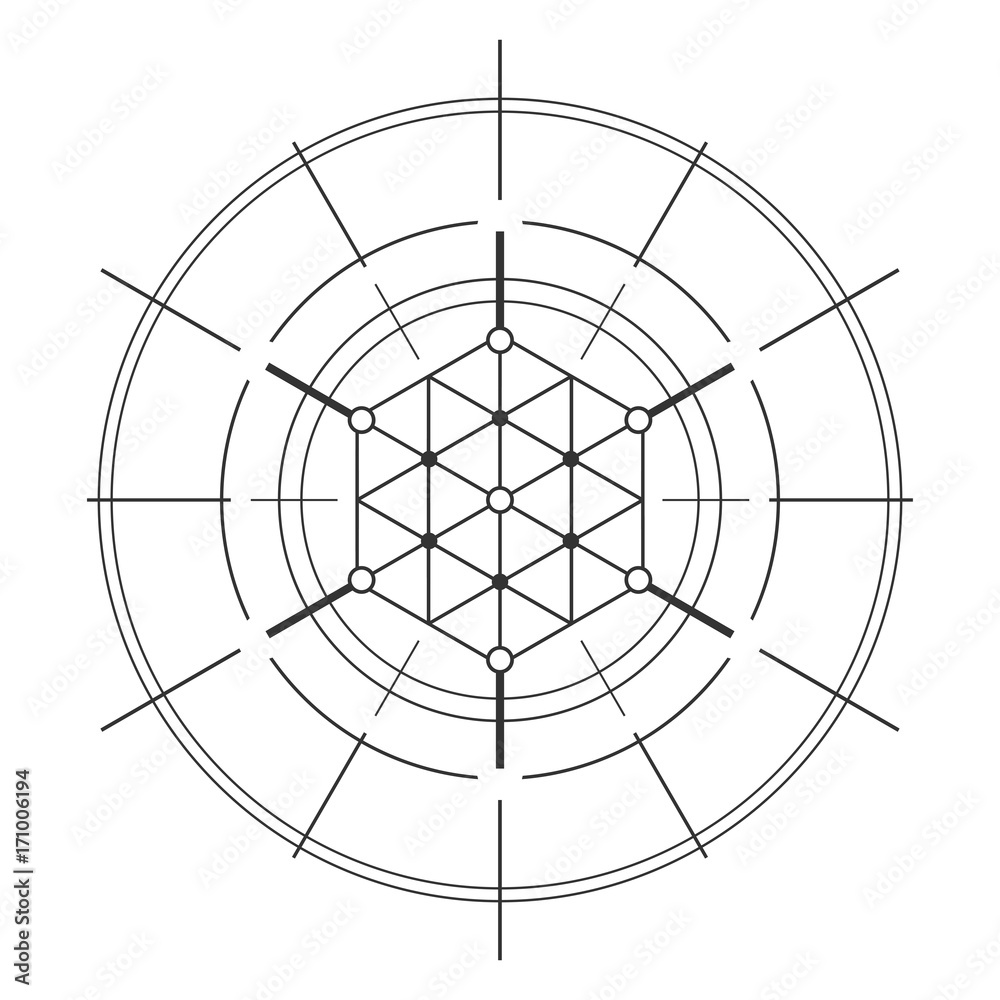 Obraz premium Sacred geometry element. Hexagonal element.