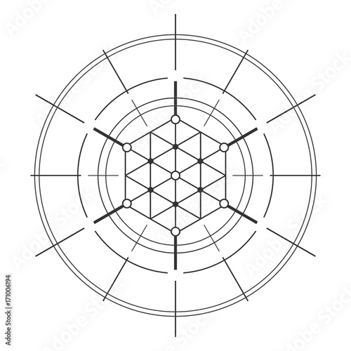 Sacred geometry element. Hexagonal element.