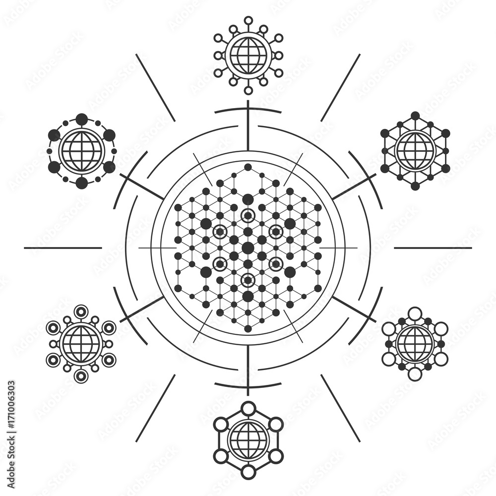 Obraz premium Sacred geometry element. Hexagonal element.