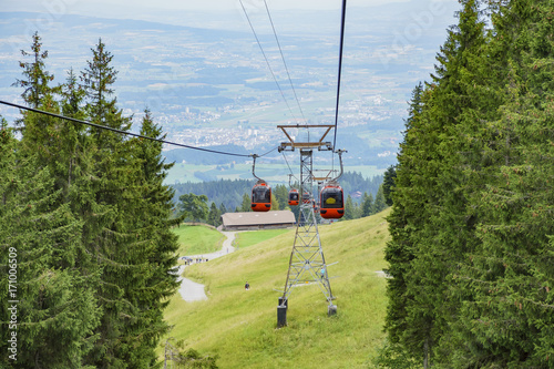 Urban scenery, view from cable car in Pilatus mountain