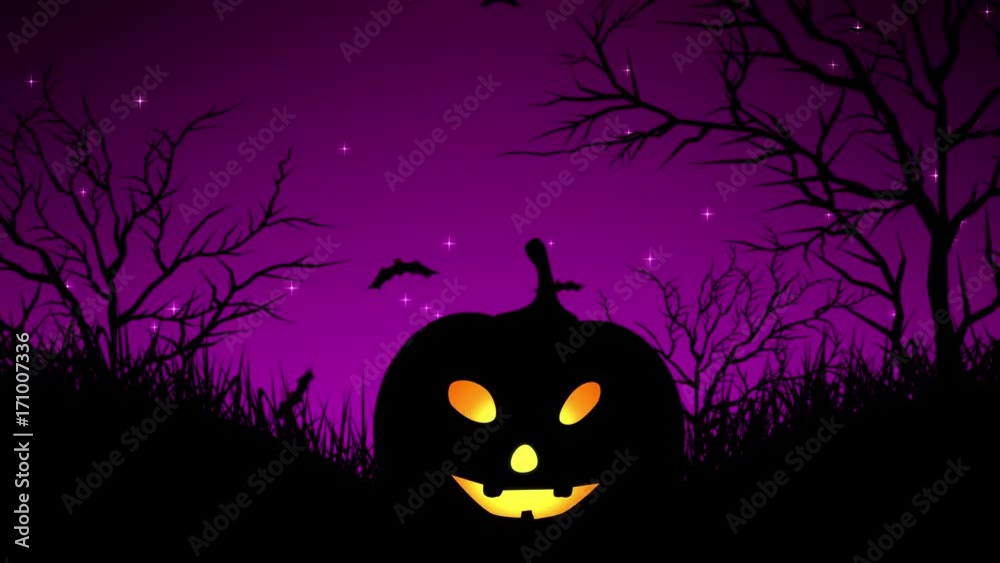 Halloween background animation with the concept of Spooky Pumpkins, Moon and Bats. Halloween background animation with the concept of Spooky Pumpkins, Moon and Bats.