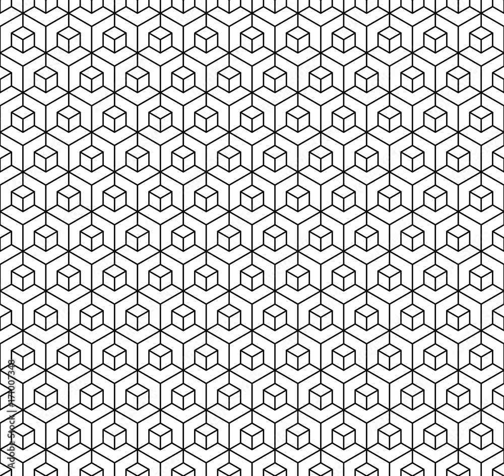 Abstract geometric cube seamless pattern. Simple minimalistic graphic design background, fabric ornament. Vector