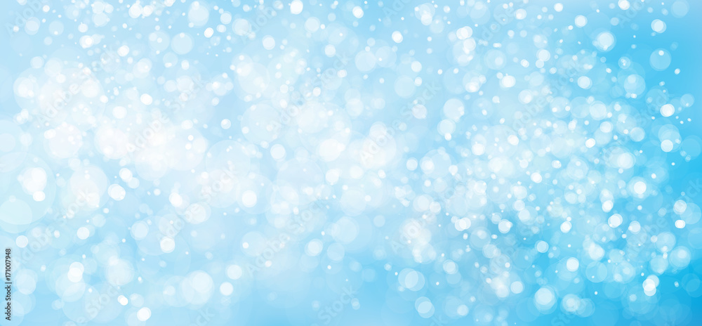 Vector blue, snow, bokeh background, winter background.
