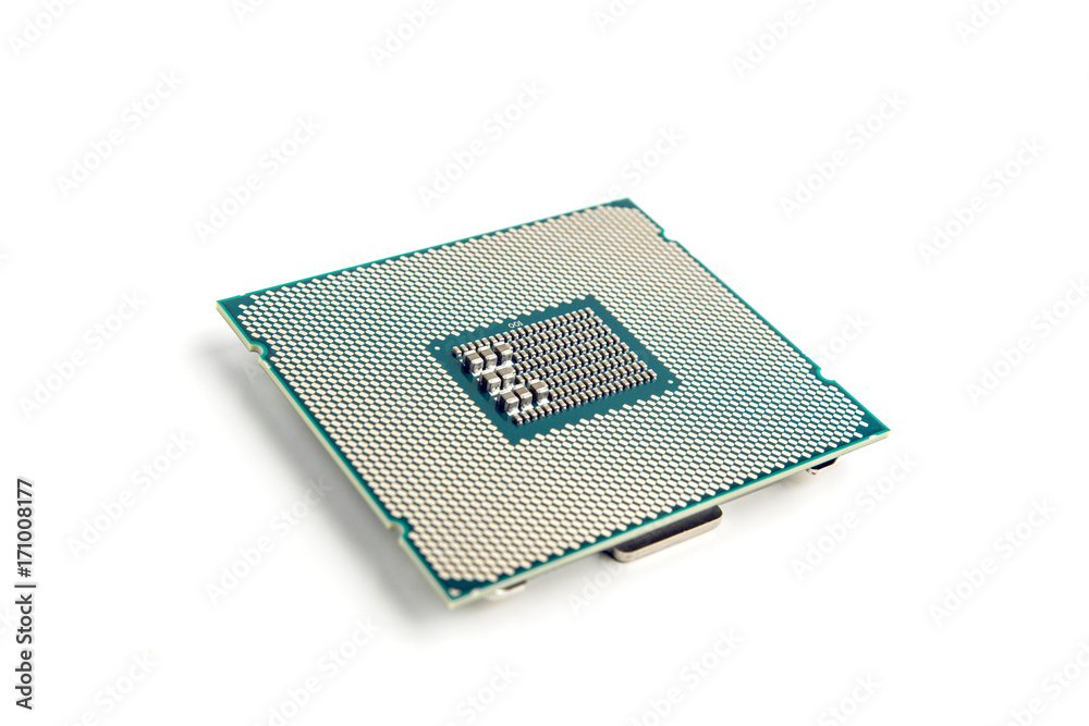 High End Computer Processor On White Background Closeup View High End Computer Processor On White Background Closeup View
