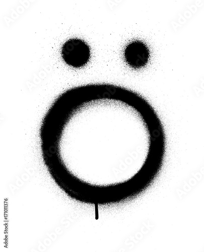 sprayed Scandinavian vowel graffiti font in black over white