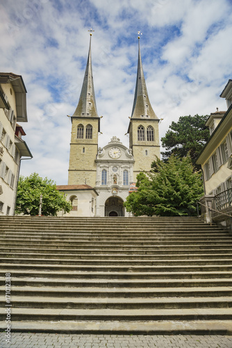The famous and historical Church of St. Leodegar, Lucerne