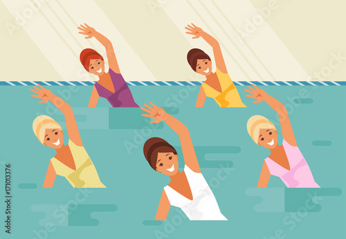 Synchronized swimming. Water aerobics