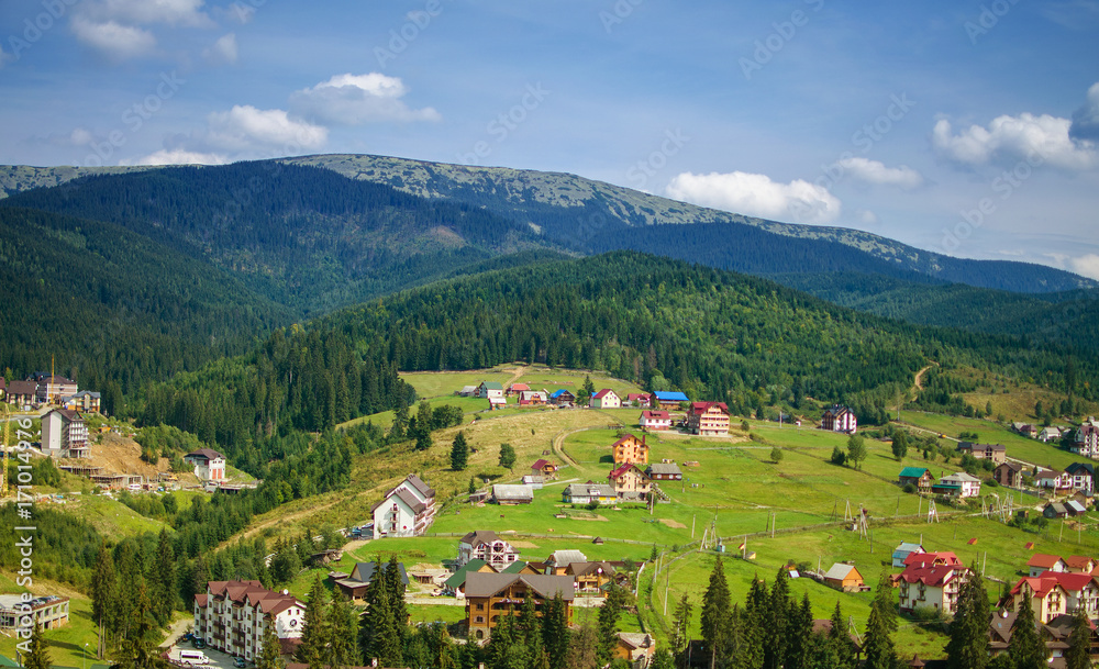 Comfortable houses in the Carpathian mountains,