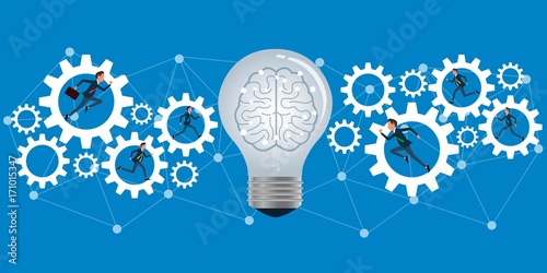 flat business process and brainstorming , business creativity concept