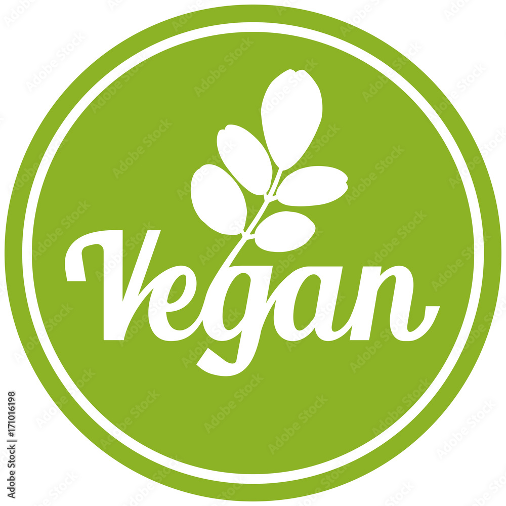 sbi1 SymbolButtonIcon sbi - german: Symbol Vegan mit grünen Moringa Oleifera Blättern - english: icon vegan with green leafs - xxl g5502 - obrazy, fototapety, plakaty 