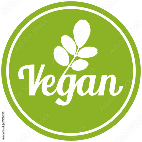 sbi1 SymbolButtonIcon sbi - german: Symbol Vegan mit grünen Moringa Oleifera Blättern - english: icon vegan with green leafs - xxl g5502