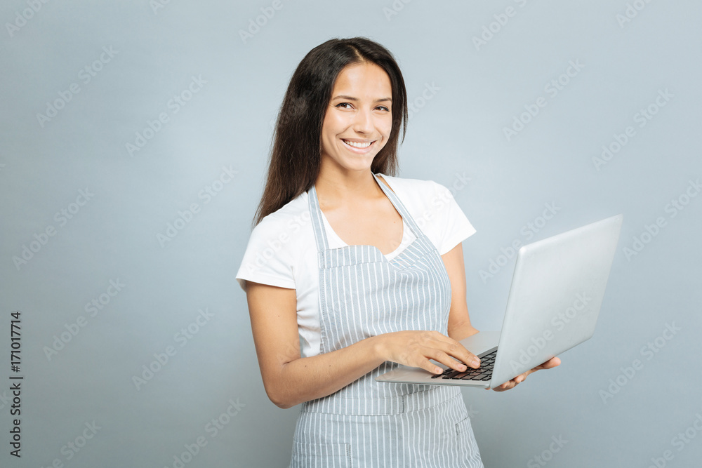 Pretty brunette working with computer Pretty brunette working with computer