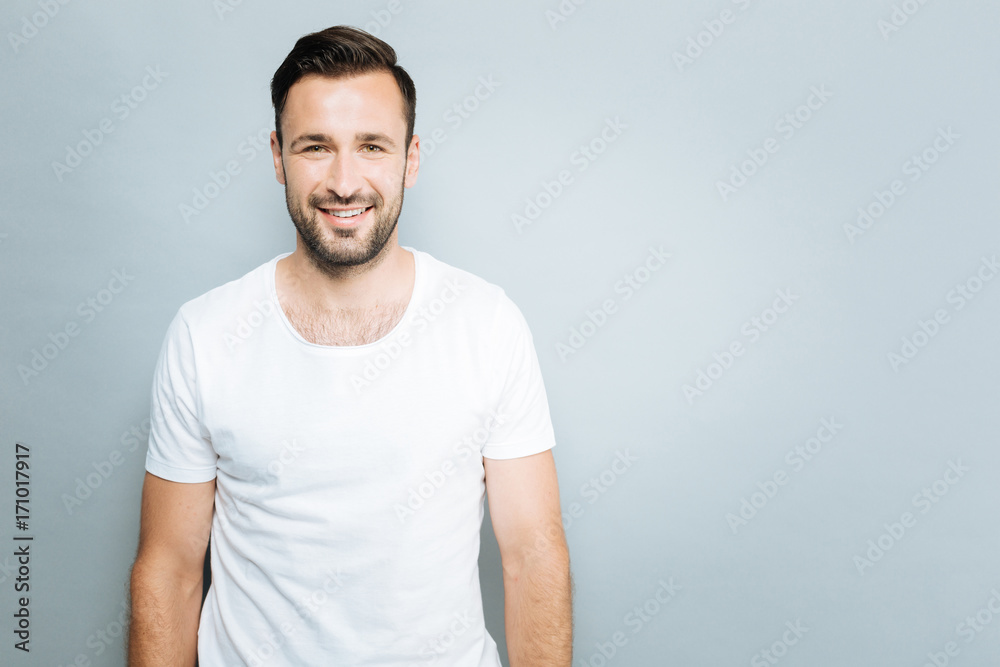 Portrait of happy brunette that looking at camera Portrait of happy brunette that looking at camera