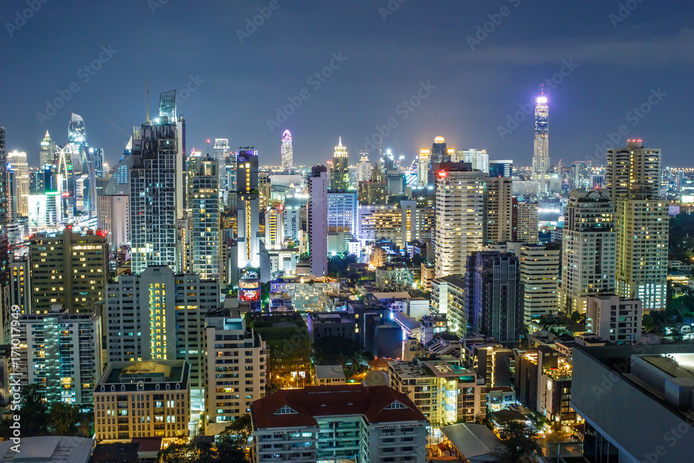 Mid night city building landscape Mid night city building landscape