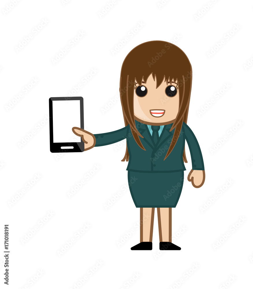 Young Saleswoman Presenting Smartphone