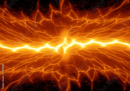 Hot fire lightning, burning plasma