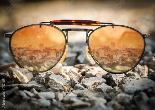 Glasses with reflection