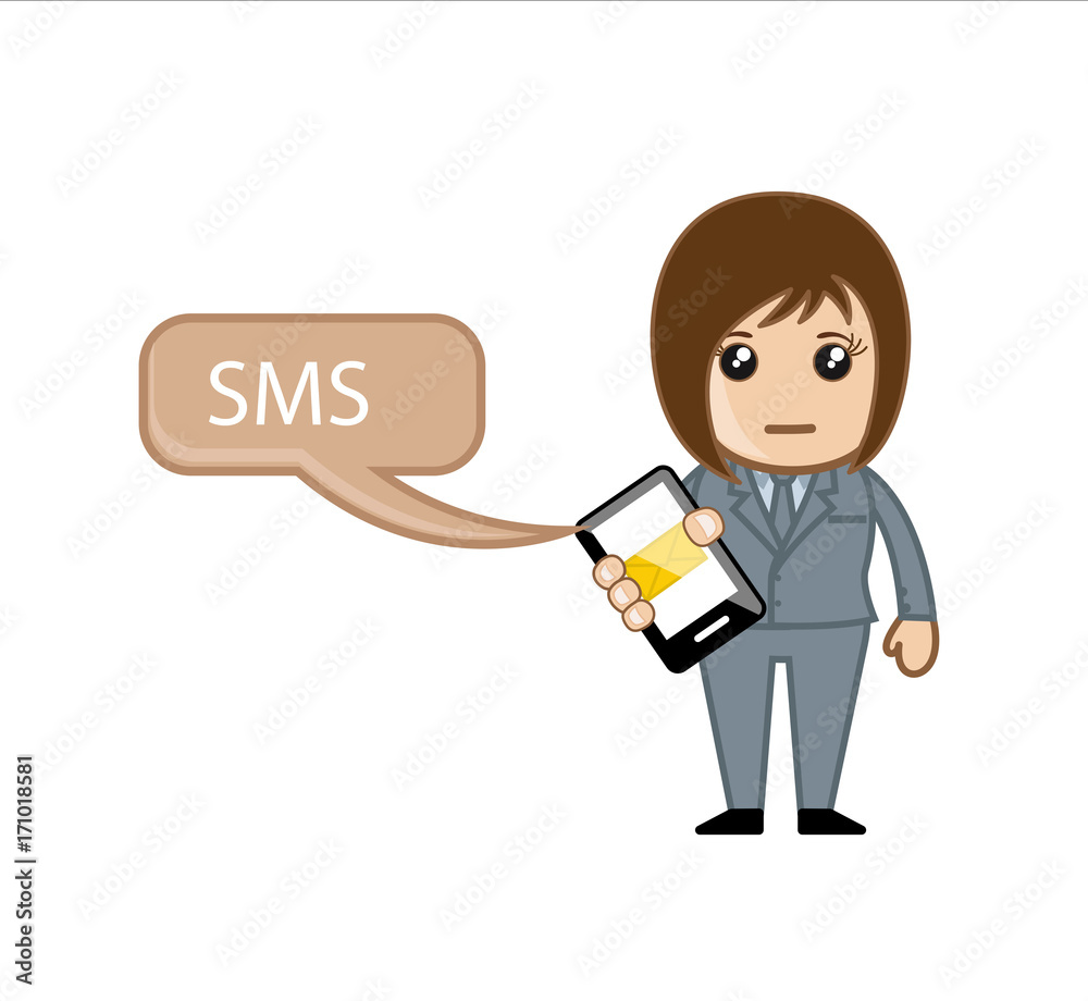 Businesswoman Showing SMS in Mobile