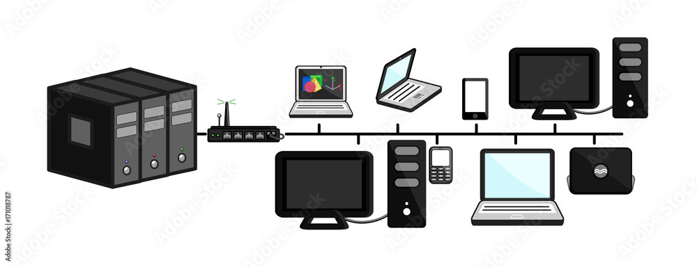 Computers Sharing - Vector Concept