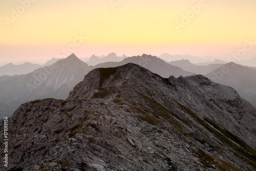 mountain ridge silhouette at dawn