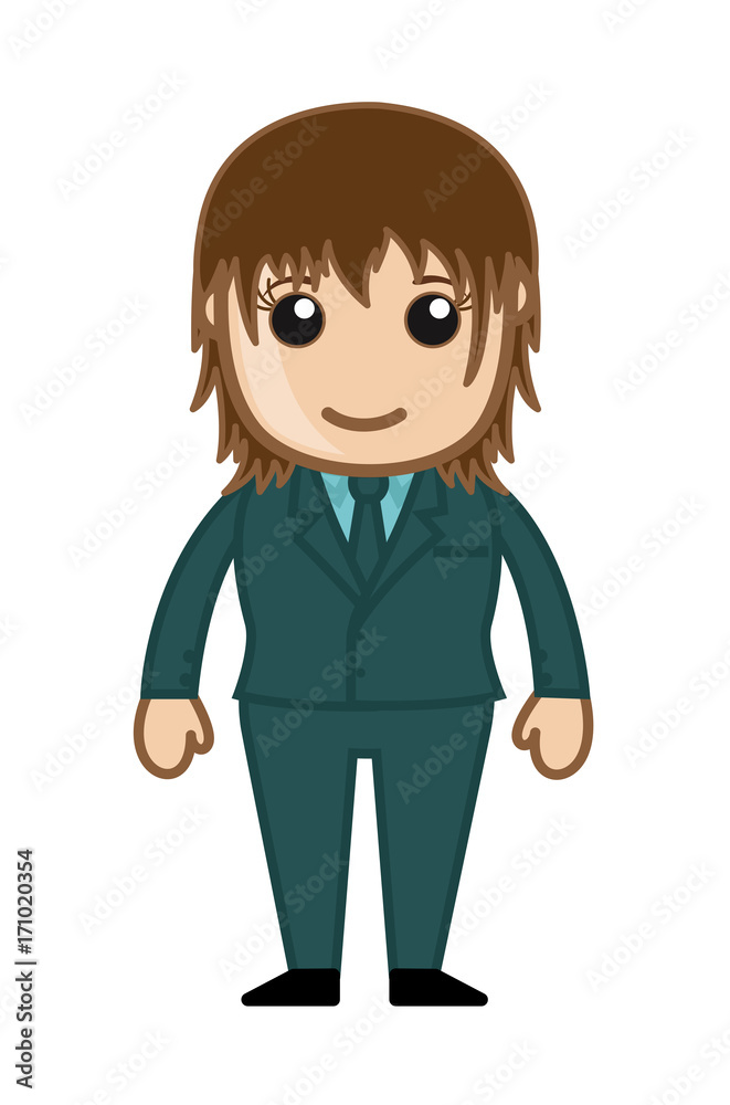 Happy Cartoon Businesswoman Character