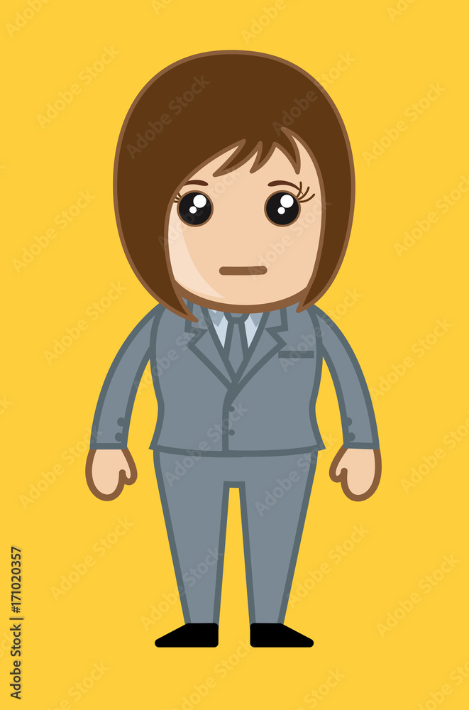 Young Cartoon Businesswoman