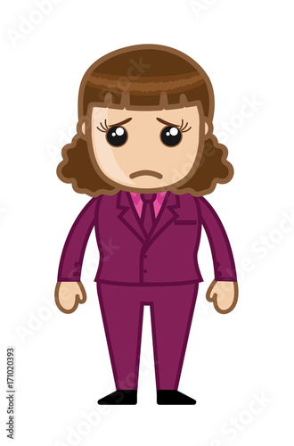Sad Cartoon Businesswoman