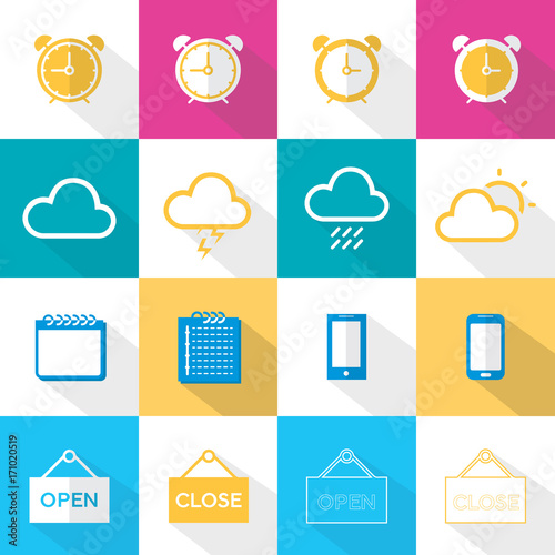 Flat Icon Set - Square
