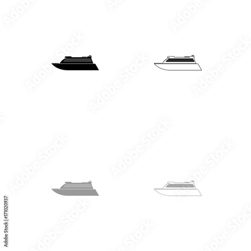 Transatlantic cruise liner black and grey set icon