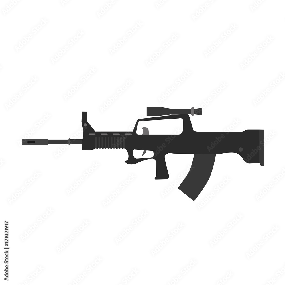 Rifle vector sniper hunting gun silhouette isolated illustration icon assault military symbol weapon