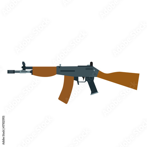 Rifle assault gun vector machine illustration weapon automatic military isolated modern army icon