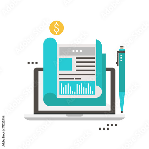  Business analytics and research, statistics and data flat vector illustration design. Financial audit, data analysis, research report