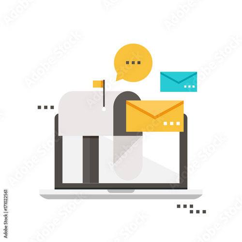  Email marketing, inbox message, email news, subscription, promotion flat vector illustration design