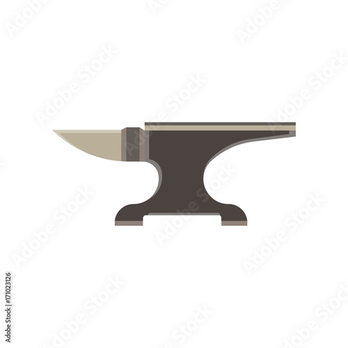Anvil blacksmith icon vector vintage hammer illustration isolated. Design iron forge logo black metal craft.