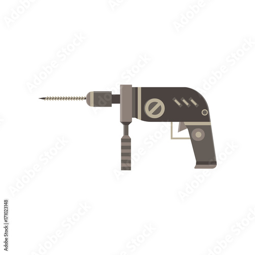 Drill icon vector hand isolated illustration white power tool equipment handle repair electric