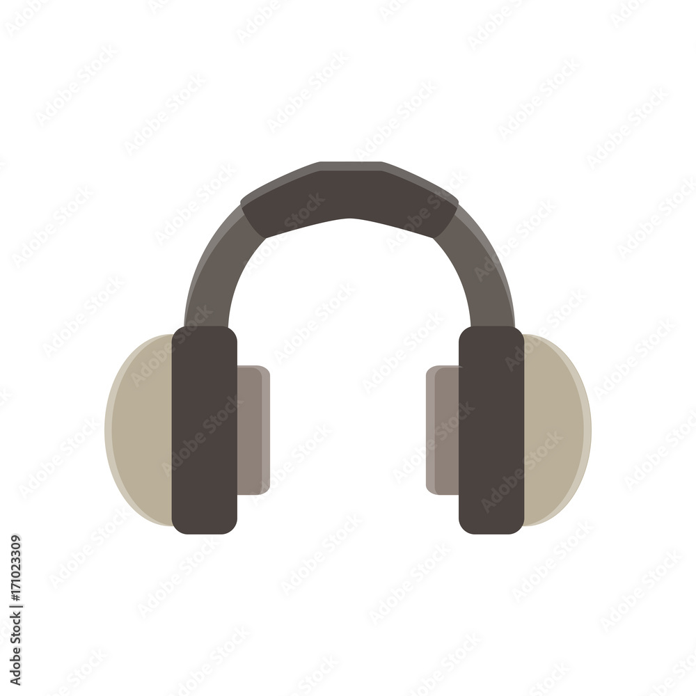 Vector headphones flat icon isolated illustration. Music design symbol dj sound stereo, volume, audio, web, sign, modern front view. Listen device black ear gadget silhouette logo portable cartoon. Vector headphones flat icon isolated illustration. Music design symbol dj sound stereo, volume, audio, web, sign, modern front view. Listen device black ear gadget silhouette logo portable cartoon.