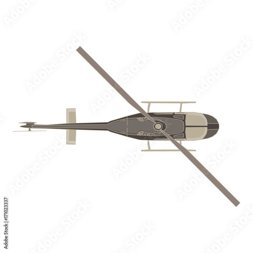 Vector helicopter flat icon isolated. Aircraft top view illustration design aviation. Cartoon chopper commercial