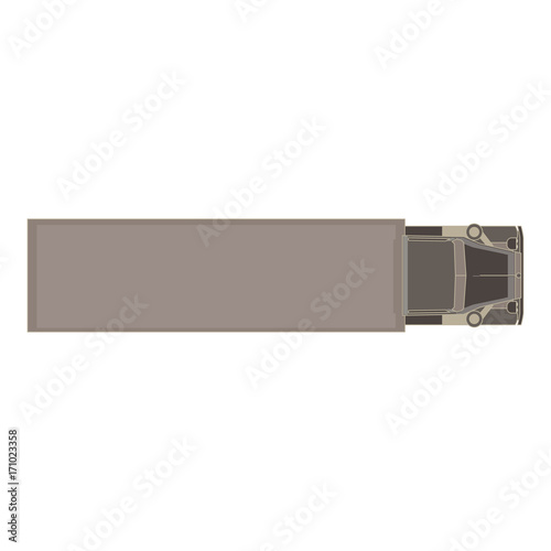 Vector of trailer truck and cargo container for shipping and transportation flat icon isolated on white background illustration top view.