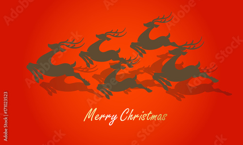 Reindeer jumping Silhouettes Background