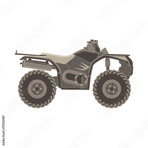 Vector ATV isolated icon off-road motorcycles sign on white background illustration. Extreme quad bike logo. 