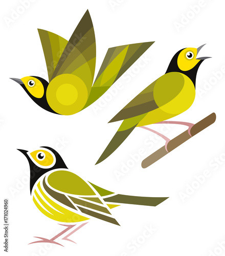 Obraz na płótnie Stylized Birds - Hooded Warbler
