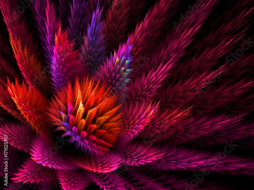  Abstract Fluffy Computer Generated Background - Fractal Art   photo